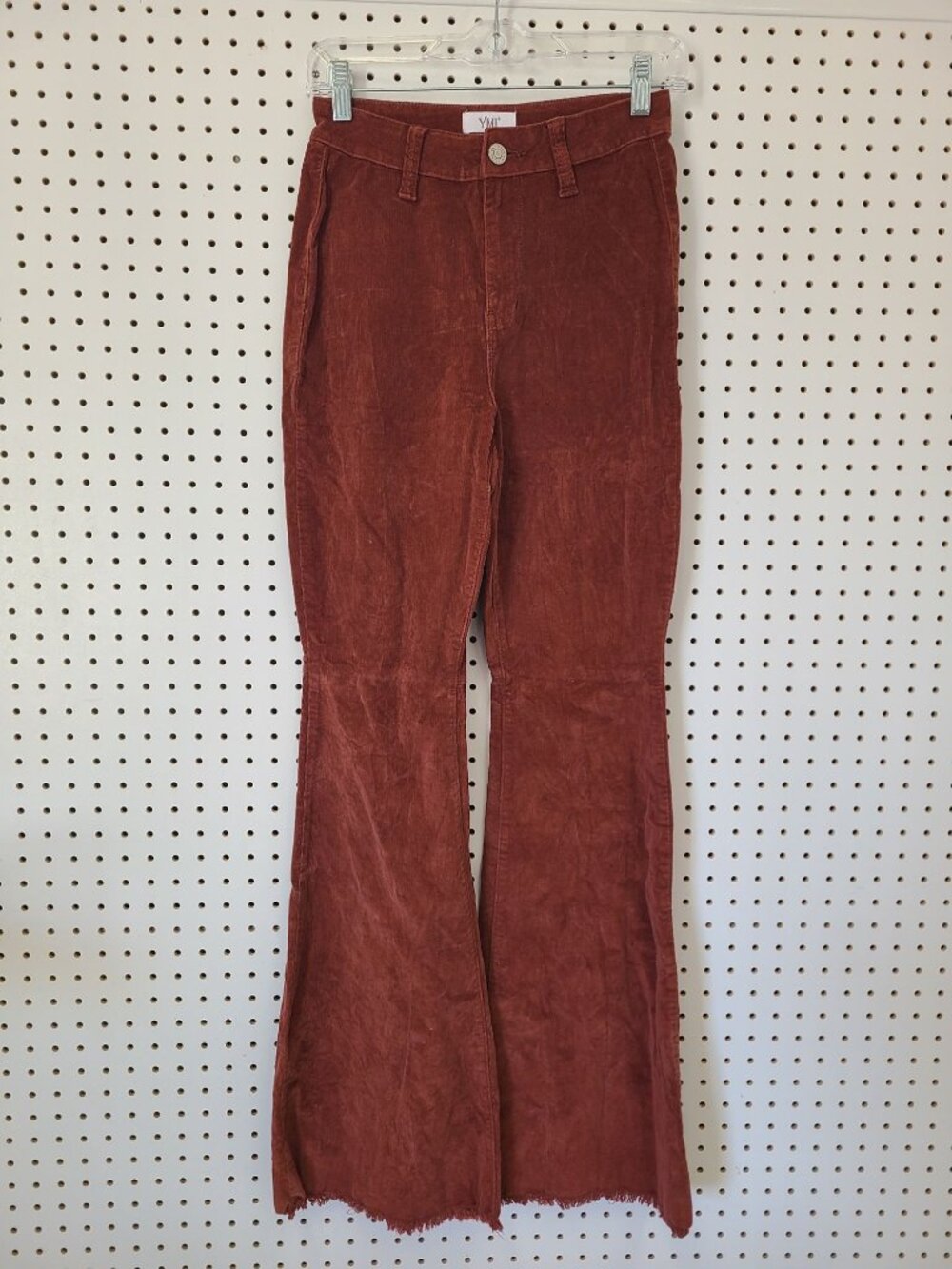 YMI Womens Rust Corduroy Flare Pants Size 3/26 With Raw Hem